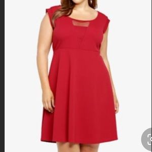 Torrid red dress mesh cutout “V”